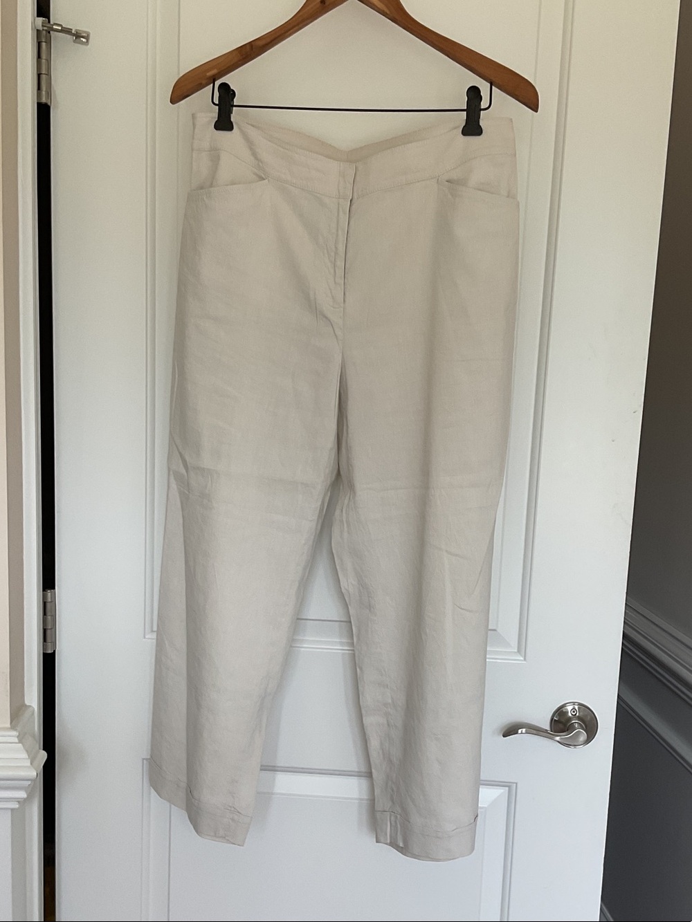 Eileen Fisher Cream Straight Leg Trousers - Picture 1 of 4